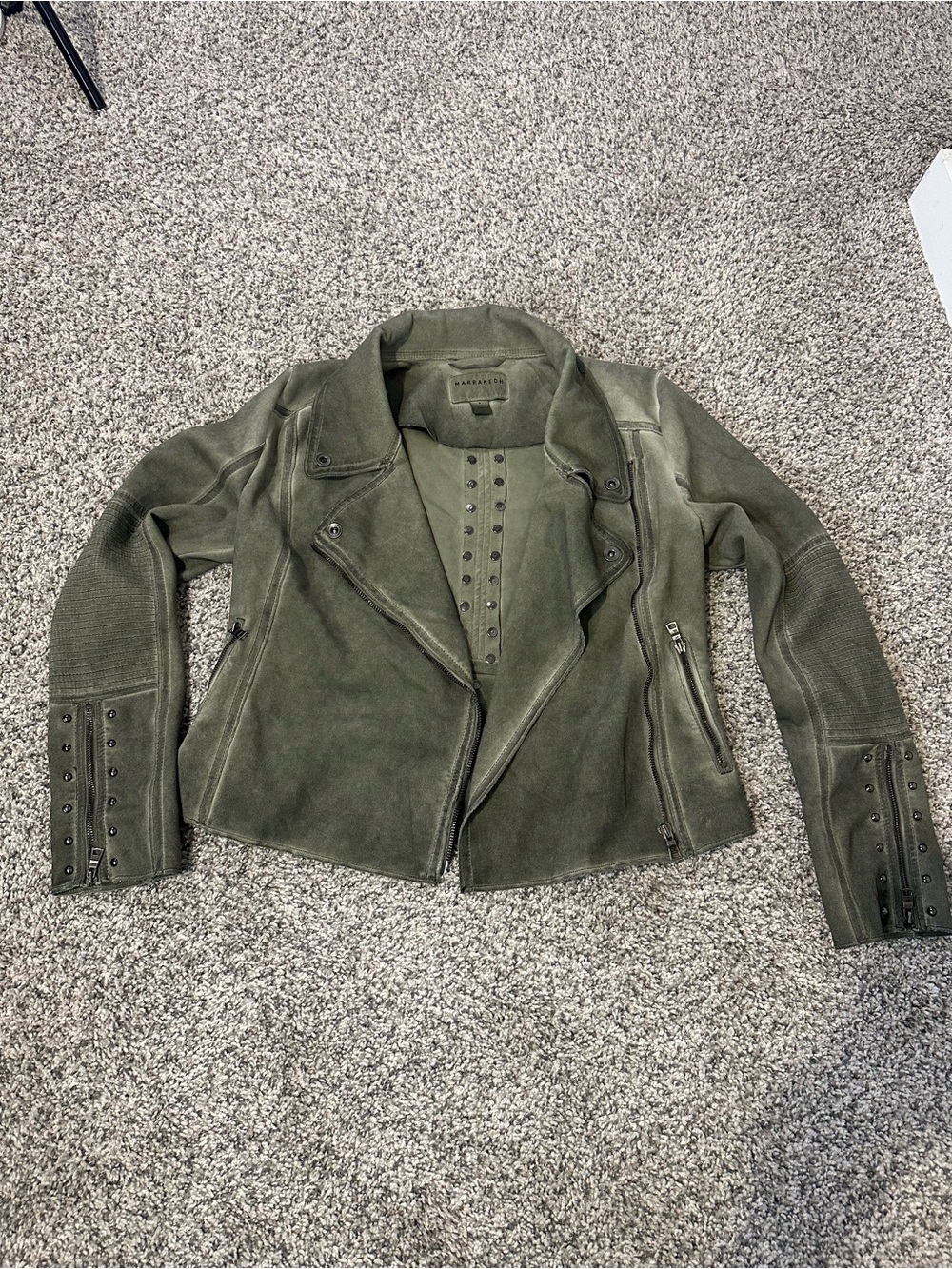 Marrakech Olive Suede Moto Jacket